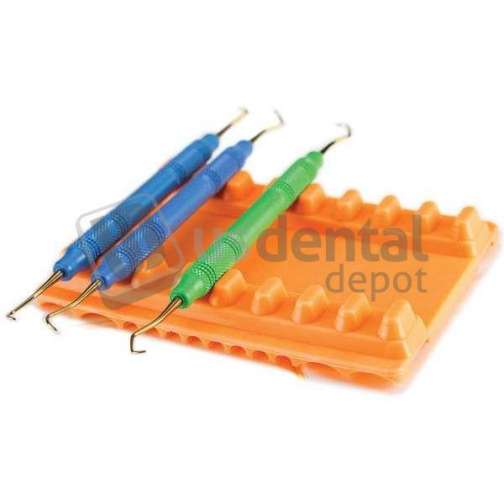 PLASDENT Instrument Mat- Small, NEON Tangerine, 5-3/16in  x 4-1/8in . Reversible, 8 or 12 Instruments Capacity. #400MSS-12N