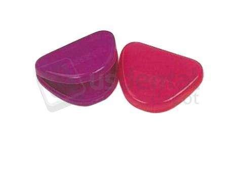 PLASDENT Mini Retainer Box-Tangerine, Plastic with Hinged Lid, 3in W x 2-1/2in L x 5/8in H, Package of 12pk . #200MN-12