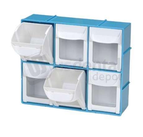 PLASDENT Quick Access Tilt Bin Storage System, 6 Bin, 11 13/16in  W x 10in  H x 4in  D, GREEN Frame With WHITE Bins, single unit. #BIN06-4N