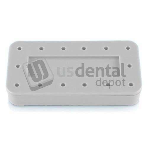 PLASDENT Rectangular Bur Block-WHITE, Magnetic, 14 Burs Capacity, Dimension: 3in  x 1 1/2in  x 1/2in , Single Block. Steam and chemical autoclavable to 250°F. #400BR-1