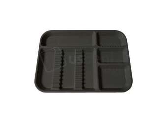 PLASDENT Divided Tray, Size E (Midwest) - BLACK, Plastic, 15in  X 10-1/2in  X 7/8in . #300ED-11