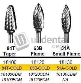 BUFFALO Abbott-Robinson 51A Small Flame Diamond Cut Tungsten Carbide HP Bur, Coarse - #18130CDM