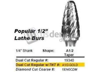 BUFFALO Abbott-Robinson A1/2 dual cut taper shape 1/2in  tungsten carbide lathe bur - #19340