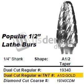 BUFFALO Abbott-Robinson A1/2 dual cut taper shape 1/2in  TNT-coated tungsten carbide - #A1/2-GOLD