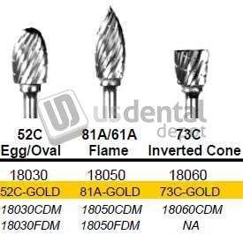 BUFFALO Abbott-Robinson 73C Inverted Cone Dual Cut Tungsten Carbide HP Burs, Regular - #18060