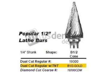 BUFFALO Abbott-Robinson B-1/2 dual cut cone shaped tungsten carbide lathe bur, regular - #19300