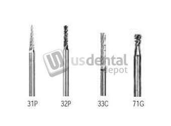 BUFFALO Abbott-Robinson 71G Small Inverted Cone TNT-Coated Dual Cut Carbide HP Burs - #71G-GOLD