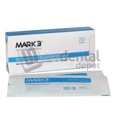 MARK3 7.5in x 14in Self-Sealing Sterilization Pouch, 200pk  Triple heat sealed - #6119