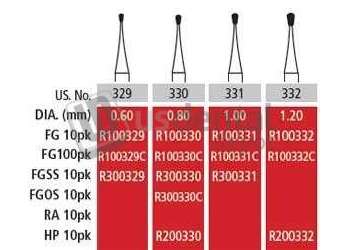 COLTENE Alpen FG #330 Bur - Pear shaped Carbide Bur. Clinic Pack of 100 carbide burs - #R100330C