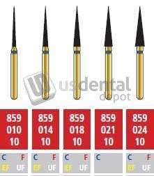 COLTENE Alpen FG #859.010 Extra Fine  Grit , Flame Shaped Diamond Bur. Package of 5 Burs - # R859EF010