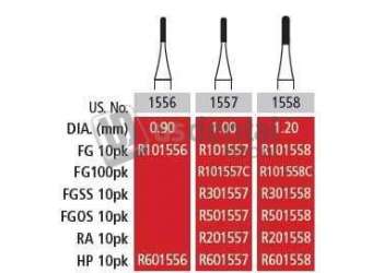 COLTENE Alpen FG #1558 Round End Cross Cut Fissure Carbide Bur, Package of 100 Burs - #R101558C