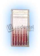 COLTENE Kodex K-91 RED .017in  X .059in  / .425mm x 1.5mm - Long Shank (Depth Limiting) pin drill (for Minikin), package of 6 drills. - # K-91