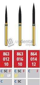 COLTENE Alpen FG #863.012 Fine  Grit , Flame Shaped Diamond Bur. Package of 5 Burs - # R863F012FG