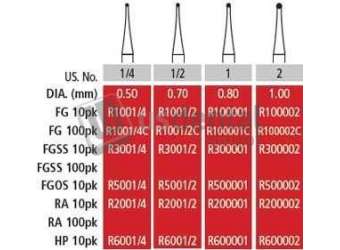 COLTENE Alpen FG #2 Round Carbide Bur, clinic pack of 100 burs - #R100002C