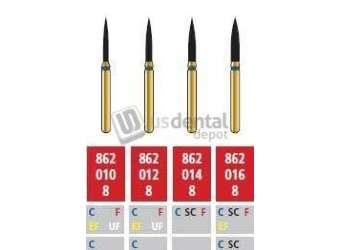 COLTENE Alpen FG #862.014 Fine  Grit , Flame Shaped Diamond Bur. Package of 5 Burs - # R862F014FG