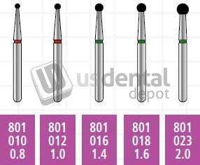 COLTENE Alpen x1 FG #801.012 Medium  Grit , Ball Shaped, Single Use Diamond Bur. Package - # X801M012