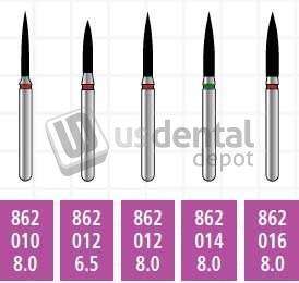 COLTENE Alpen x1 FG #862.010 Fine  Grit , Flame Shaped, Single Use Diamond Bur. Package - # X862F010