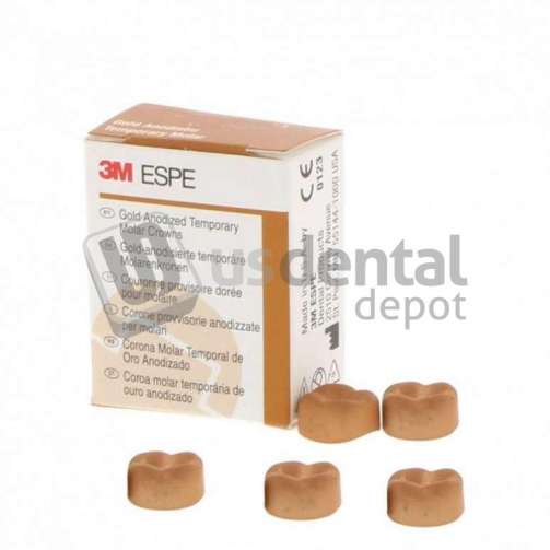 3M ESPE -  #3 Upper Left 1st Molar Gold Anodized Temporary Crown Form, Box of 5 - #940313