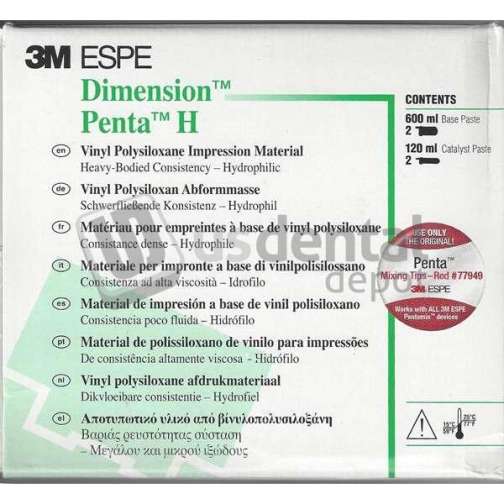 3M ESPE - Dimension Penta H Heavy Body vinyl polysiloxane, 2 x 300 ml polybags of base, 2 - #36714