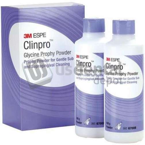 3M ESPE - Clinpro Glycine Prophy Powder 2 x 6.5oz Bottles. Gentle prophy powder for safe - #67008