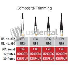 COLTENE Alpen FG #EF4 - 12 Flute Composite Trimming Carbide Bur, Package of 5 Burs - #R700EF4