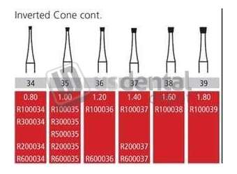 COLTENE Alpen HP #34 inverted cone carbide bur for slow speed straight nose cone, pack - # R600034