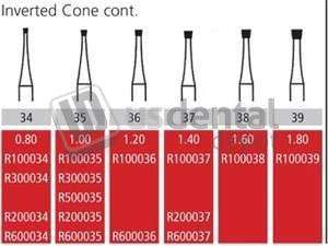 COLTENE Alpen HP #34 inverted cone carbide bur for slow speed straight nose cone, pack - # R600034