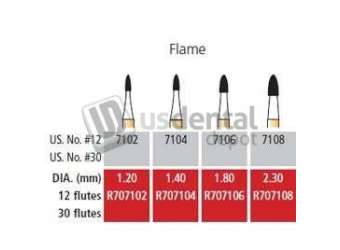 COLTENE Alpen FG #7102 - 12 Flute Flame Shaped Trimming and Finishing Carbide Bur - #R707102