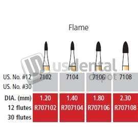 COLTENE Alpen FG #7102 - 12 Flute Flame Shaped Trimming and Finishing Carbide Bur - #R707102