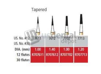 COLTENE Alpen FG #7611 - 12 Flute Taper  Trimming & Finishing Carbide Bur, Package of 5 - #R707611