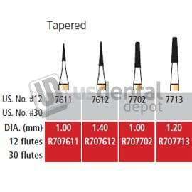 COLTENE Alpen FG #7611 - 12 Flute Taper  Trimming & Finishing Carbide Bur, Package of 5 - #R707611