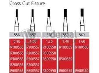 COLTENE Alpen FG #558 SL (surgical length) straight fissure crosscut carbide bur, pack - #R500558