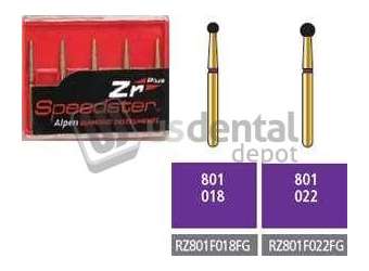 COLTENE Alpen Speedster ZR Plus FG #801.018 Fine  Grit , Round Ball Shaped Diamond - # RZ801F018FGdiamond bur