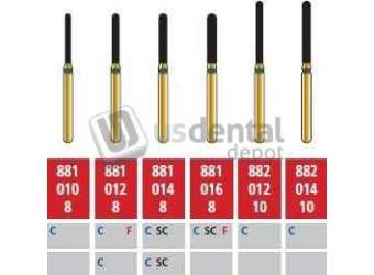 COLTENE Alpen FG #881.016 Supercoarse   Gr-it   , Round End Cylinder Diamond Bur. Package - # R881SC016FG