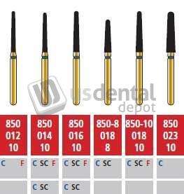 COLTENE Alpen FG #850.014 Coarse  Grit , Round End Taper Diamond Bur. Package of 5 Burs - # R850C014FG