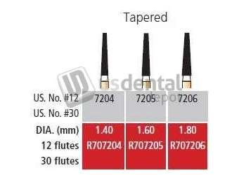 COLTENE Alpen FG #7205 - 12 Flute Taper  Trimming and Finishing Carbide Bur, Package - #R707205