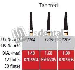 COLTENE Alpen FG #7205 - 12 Flute Taper  Trimming and Finishing Carbide Bur, Package - #R707205