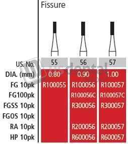 COLTENE Alpen FG #57 straight fissure plain Carbide Bur, clinic pack of 100 burs - #R100057C