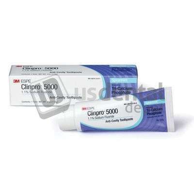 3M ESPE - Clinpro 5000 Toothpaste - Spearmint, 4 oz. Tube. 1.1% Sodium Fluorid - #12115SM