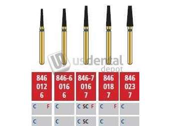 COLTENE Alpen FG #846-6.016 Coarse  Grit , Flat End Taper Diamond Bur. Package of 5 Burs - # R8466C016FG