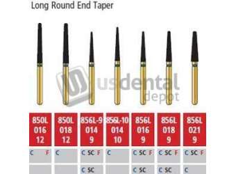 COLTENE Alpen FG #850L.018 Coarse  Grit , Long Round End Taper Diamond Bur. Package of 5 - # R850LC018FG