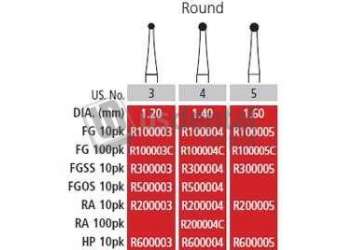 COLTENE Alpen FG #8 SL (Surgical Length) Round Carbide Bur, 10pk  - #R500008