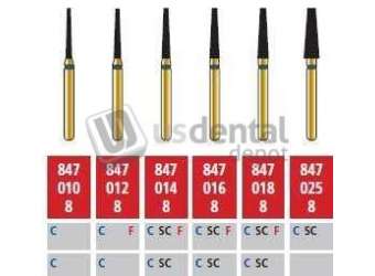 COLTENE Alpen FG #847.014 Fine  Grit , Flat End Taper Diamond Bur. Package of 5 Burs - # R847F014FG