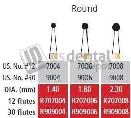 COLTENE Alpen FG #7006 - 12 Flute Round Trimming and Finishing Carbide Bur, Package - #R707006