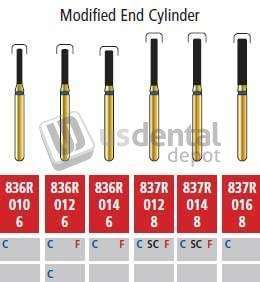 COLTENE Alpen FG #836R.012 Coarse  Grit , Modified Shoulder Cylinder Diamond Bur. Package - # R836RC012FG