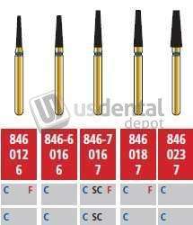 COLTENE Alpen FG #846.023 Coarse  Grit , Flat End Taper Diamond Bur. Package of 5 Burs - # R846C023FG