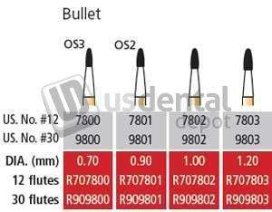 COLTENE Alpen FG #7802 12 blade Bullet T&F bur, pack of 5 burs - # R707802