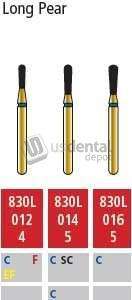 COLTENE Alpen FG #830.016 Coarse  Grit , Long Pear Shaped Diamond Bur. Package of 5 Burs - # R830LC016FG