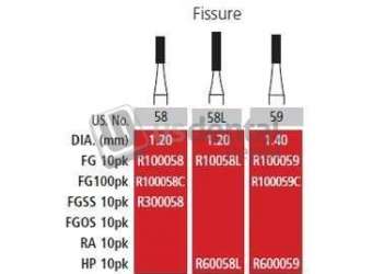 COLTENE Alpen FG #59 straight fissure plain Carbide Bur, Package of 10 - #R100059