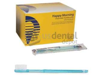 Happy Morning Single-Use Toothbrush with Mint Toothpaste, 100/Bx. Each brush - #605401